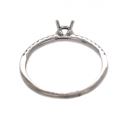 Round 4mm Ring Semi Mount in 14K White Gold with White Diamonds