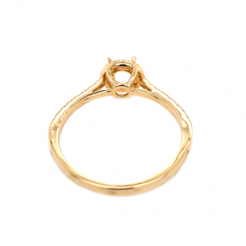Round 4mm Ring Semi Mount in 14K Yellow Gold With White Diamonds (RSHR021)