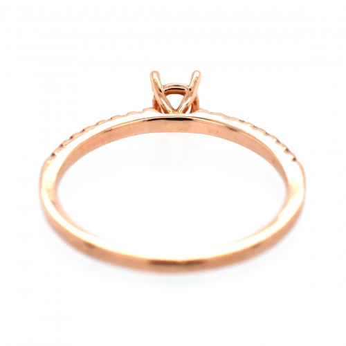 Round 4x4mm Ring Semi Mount in 14K Rose Gold with White Diamonds (RG1034)