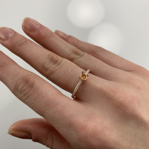 Round 4x4mm Ring Semi Mount In 14k Rose Gold With White Diamonds (rg1034)