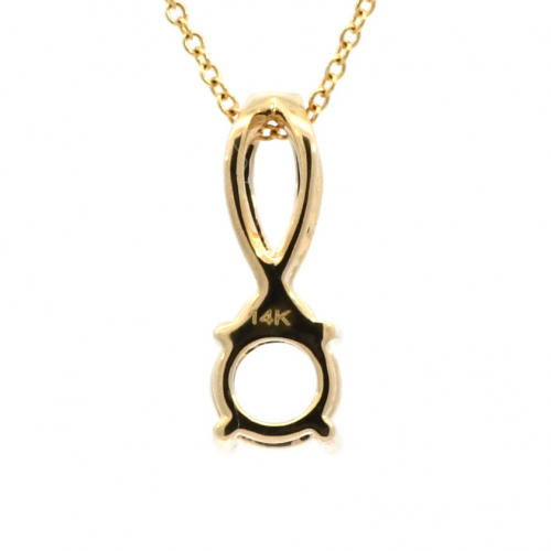 Round 5mm Pendant Semi Mount In 14K Yellow Gold With Diamond Accents (Chain Not Included)