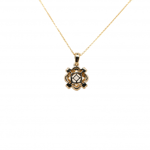 Round 5mm Pendant Semi Mount in 14K Yellow Gold With Diamond Accents (Chain Not Included) (PD2357)