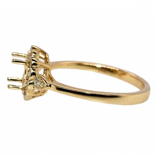 Round 5mm Ring Semi Mount In 14K Gold With White Diamonds