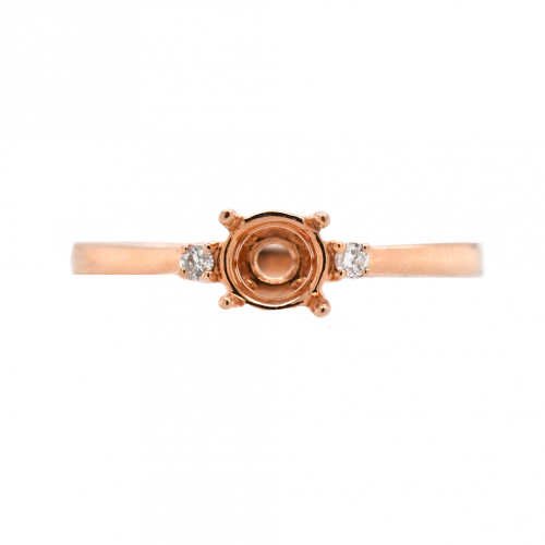 Round 5mm Ring Semi Mount in 14K Rose Gold With White Diamonds (RSR175)
