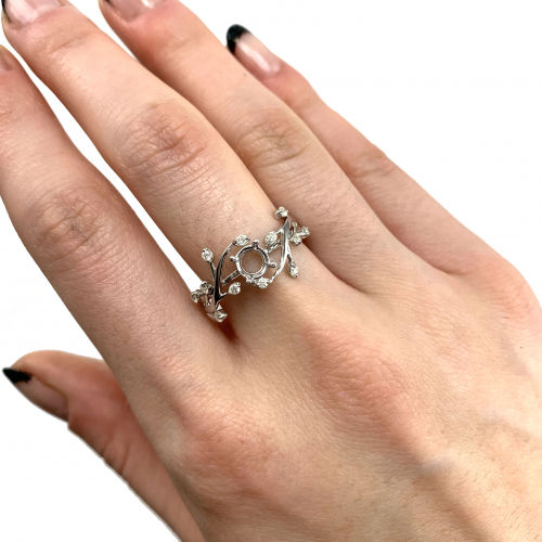 Round 5mm Ring Semi Mount in 14K White Gold with Accent Diamonds (RG3535)