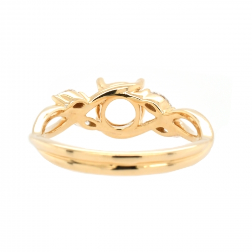 Round 6.5mm Ring Semi Mount In 14K Gold with White Diamonds (RG0802)