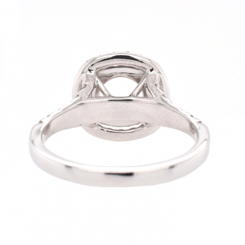 Round 6mm Double Halo Ring Semi Mount in 14K White Gold With White Diamond