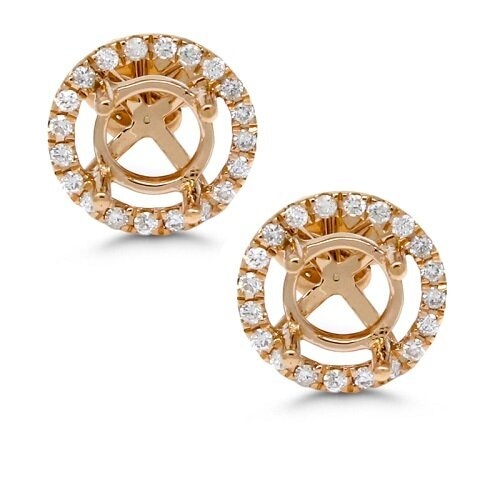 Round 6mm Earring Semi Mount in 14K Gold With White Diamonds (ER1016)