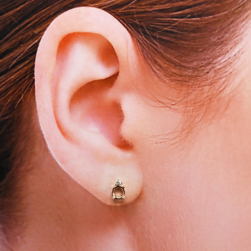 Round 6mm Earring Semi Mount in 14K Rose Gold with Accent Diamonds (ER1325)