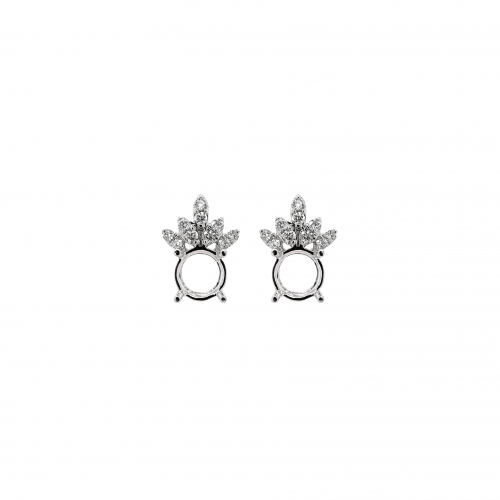 Round 6mm Earring Semi Mount In 14k White Gold With Diamond Accents (er3094) Part Of Matching Set
