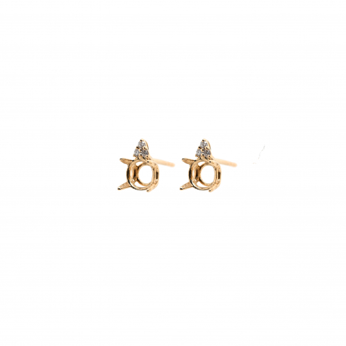 Round 6mm Earring Semi Mount In 14k Yellow Gold With Diamond Accents (er1492)