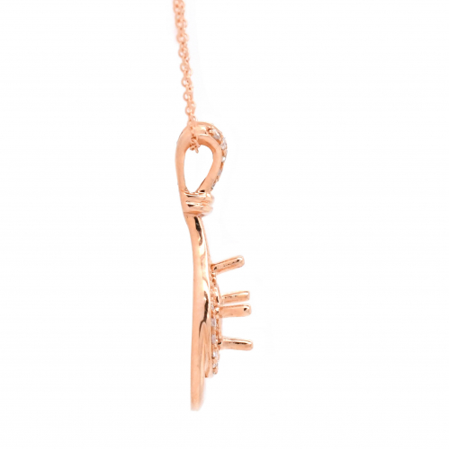 Round 6mm Pendant Semi Mount in 14K Rose Gold With White Diamonds (PSR021)