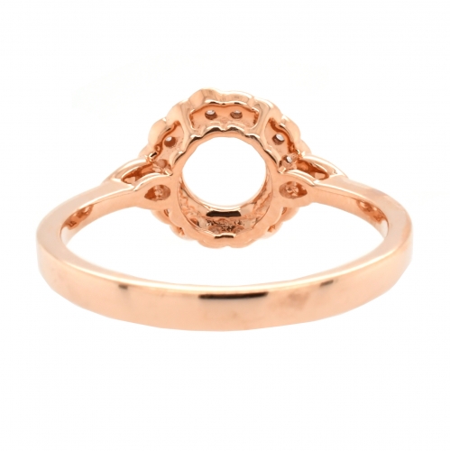 Round 6mm Ring Semi Mount In 14K Gold With White Diamonds
