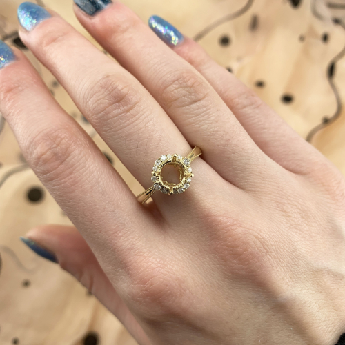 Round 6mm Ring Semi Mount in 14K Yellow Gold with Accent Diamonds (RG1918)