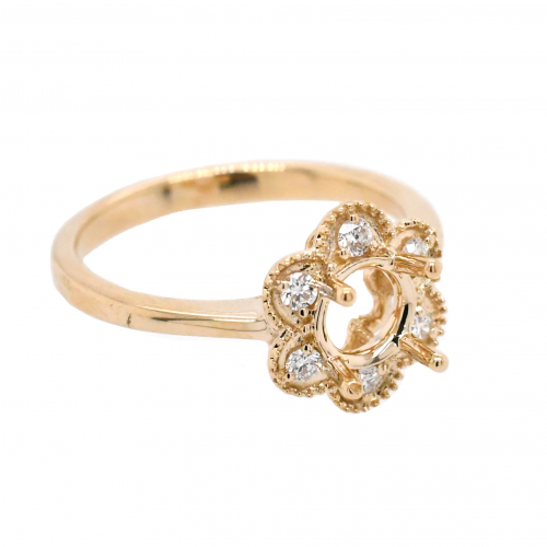 Round 6mm Ring Semi Mount in 14K Yellow Gold With White Diamonds (RG0670)