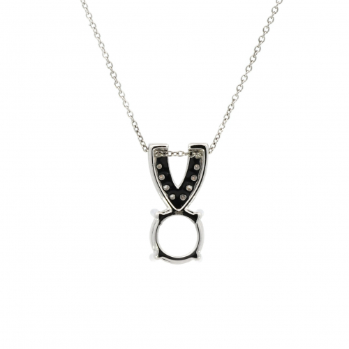 Round 7mm Pendant Semi Mount In 14K White Gold With White Diamonds(Chain Not Included)
