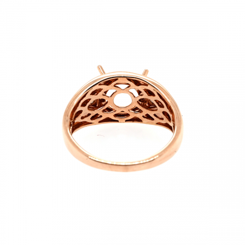 Round 7mm Ring Semi Mount In 14k Rose Gold With Accent Diamonds (rg4047)