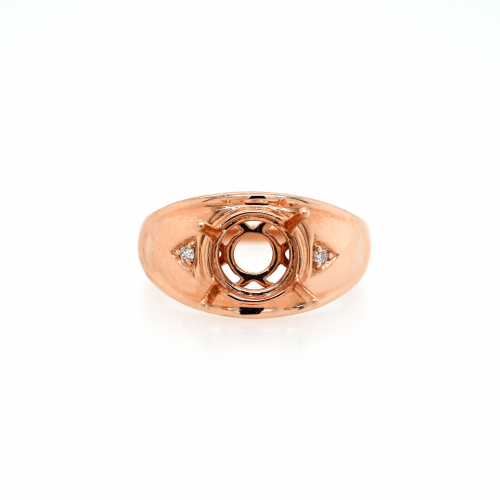 Round 7mm Ring Semi Mount In 14k Rose Gold With Accent Diamonds (rg4047)