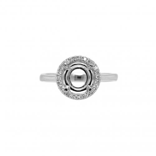 Round 7mm Ring Semi Mount in 14K White Gold with Accent Diamonds (RG0524) Part of Matching Set