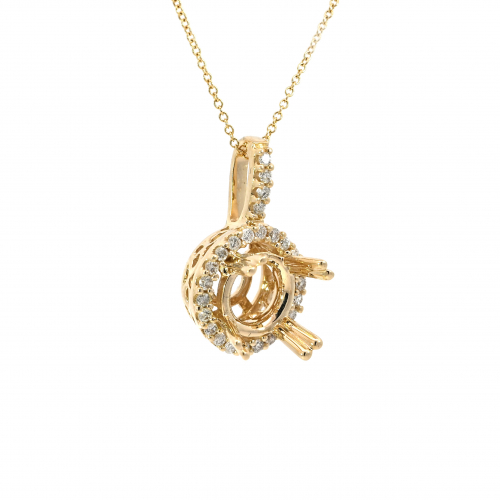 Round 8.2mm Pendant Semi Mount In 14k Rose Gold With Diamond Accents (chain Not Included)