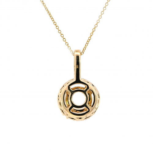 Round 8.2mm Pendant Semi Mount In 14k Rose Gold With Diamond Accents (chain Not Included)