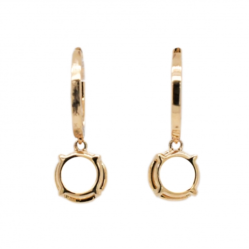 Round 8mm Earring Semi Mount in 14K Yellow Gold With White Diamonds (ER0950)