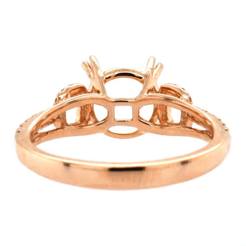 Round 8mm Halo Ring Semi Mount In 14K Rose Gold With White Diamonds