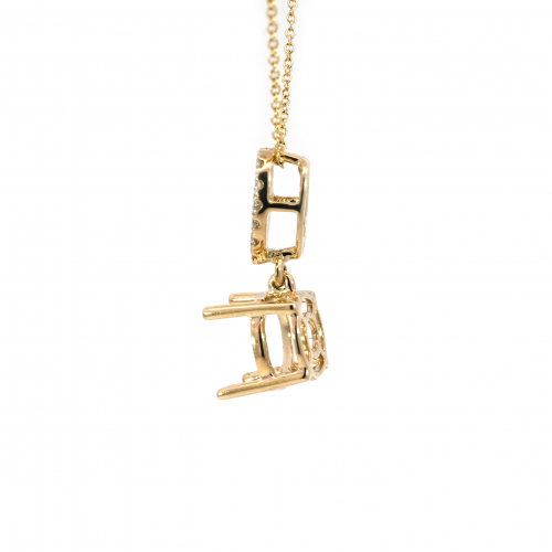 Round 8mm Pendant Semi Mount In 14k Yellow Gold With Diamond Accents (chain Not Included)