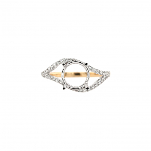 Round 8mm Ring Semi Mount in 14K Dual Tone (White/Yellow) Gold with Accent Diamonds (RG3933)