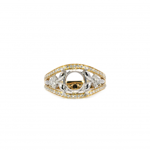 Round 8mm Ring Semi Mount in 14K Dual Tone (Yellow/White) Gold with Diamond Accents