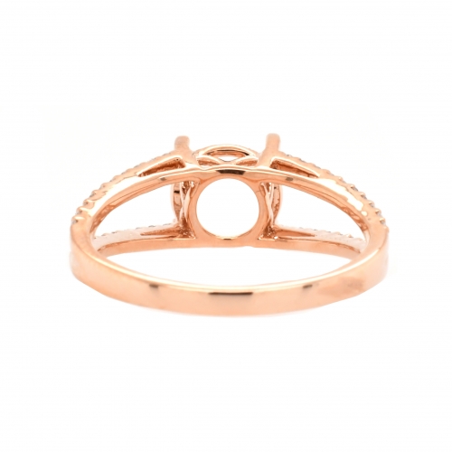 Round 8mm Ring Semi Mount In 14K Gold With White Diamonds  (RG1408)