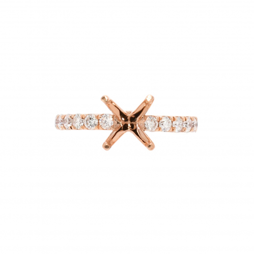 Round 8mm Ring Semi Mount in 14K Rose Gold with White Diamonds (RG3427)