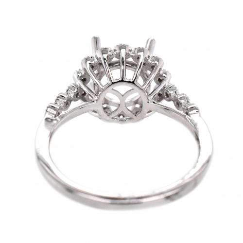 Round 8mm Ring Semi Mount in 14K White Gold with White Diamonds