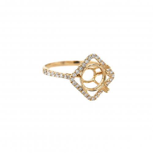 Round 8mm Ring Semi Mount in 14K Yellow Gold with Accent Diamonds (RG4159)