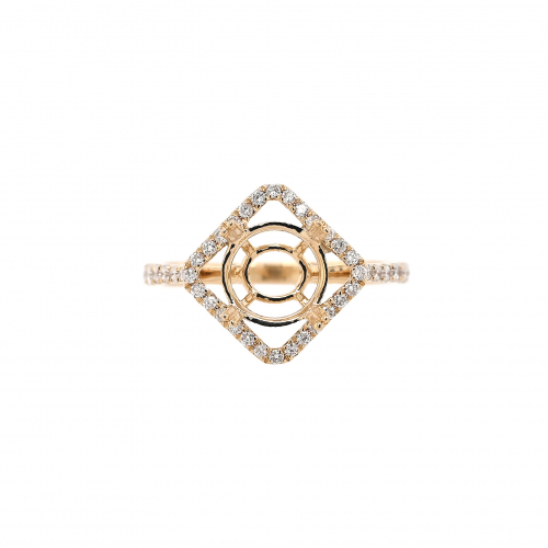 Round 8mm Ring Semi Mount in 14K Yellow Gold with Accent Diamonds (RG4159)
