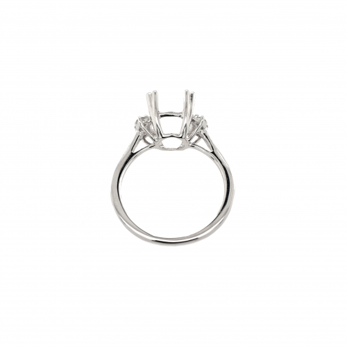 Round 9mm Ring Semi Mount in 14K White Gold with Accent Diamonds (RG1451)