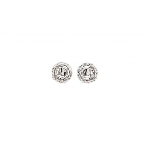 Round Shape 5.9mm Earring Semi Mount In 14k White Gold With Diamond Accents (aje11956)