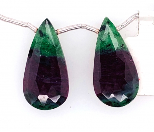 Ruby Zoisite Drops Almond Shape 26x12mm Drilled Bead Matching Pair