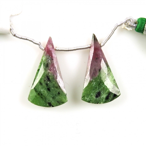 Ruby Zoisite Drops Conical Shape 27x16mm Drilled Beads Matching Pair