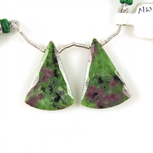 Ruby Zoisite Drops Conical Shape 29x21mm Drilled Beads Matching Pair