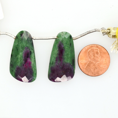 Ruby Zoisite Drops Wing Shape 30x16mm Drilled Bead Matching Pair