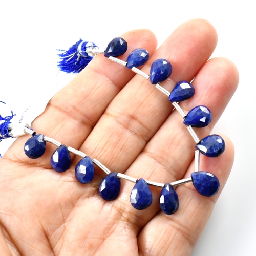 Sapphire Drops Almond Shape 10x7mm Drilled Beads 13pieces Line