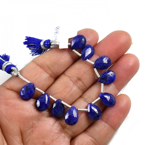 Sapphire Drops Almond Shape 11x8mm Drilled Beads 10pieces Line