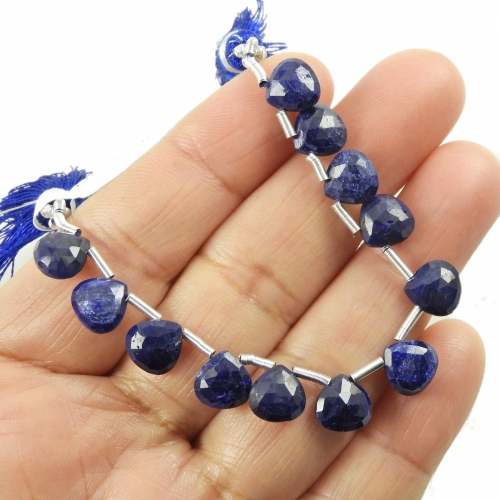 Sapphire Drops Heart Shape 8mm Drilled Beads 12 Pieces Line