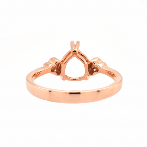 Simple Study Pear Shape 9x7 Ring Semi Mount 14K Gold With White Diamonds on Side (RG1470)