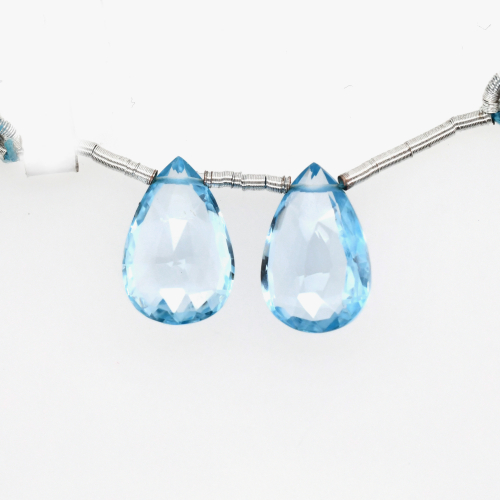 Sky Blue Topaz Drops Almond Shape 16x11mm Drilled Beads Matching Pair