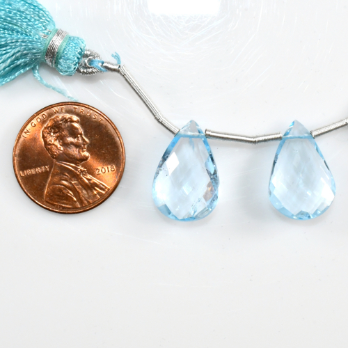 Sky Blue Topaz Drops Almond Shape 17x11MM Drilled Beads Matching Pair
