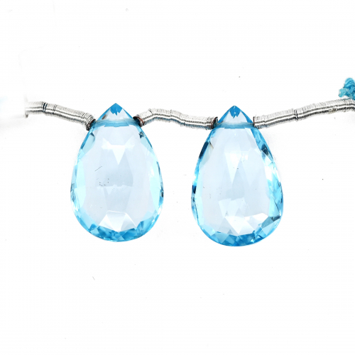 Sky Blue Topaz Drops Almond Shape 17x11mm Drilled Beads Matching Pair