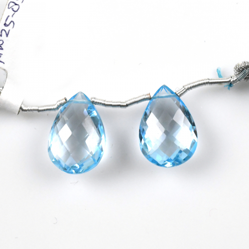 Sky Blue Topaz Drops Almond Shape 18x12mm Drilled Beads Matching Pair