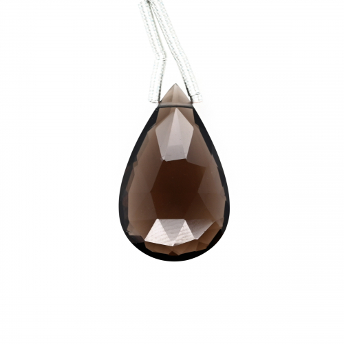 Smoky Quartz Drop Almond Shape 22x13mm Drilled Bead Single Pendant Piece